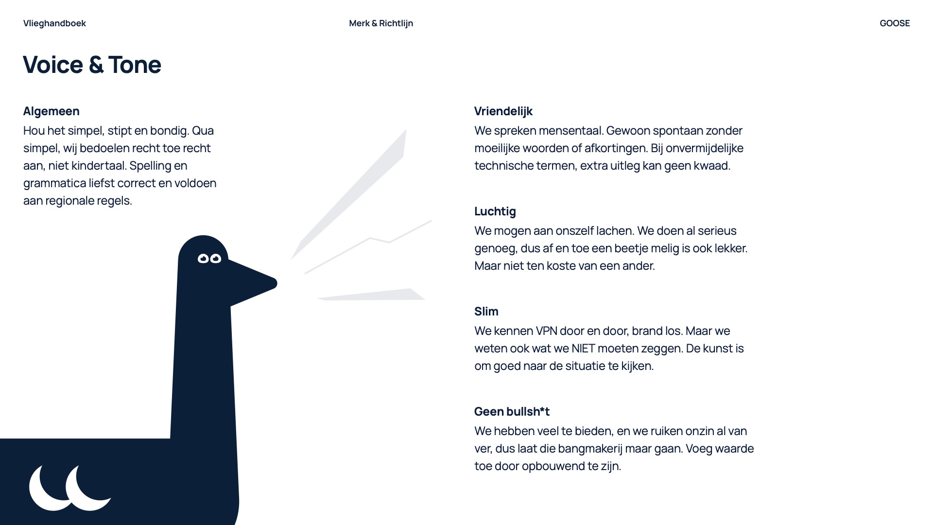 GOOSE VPN Vlieghandboek brand tone of voice
